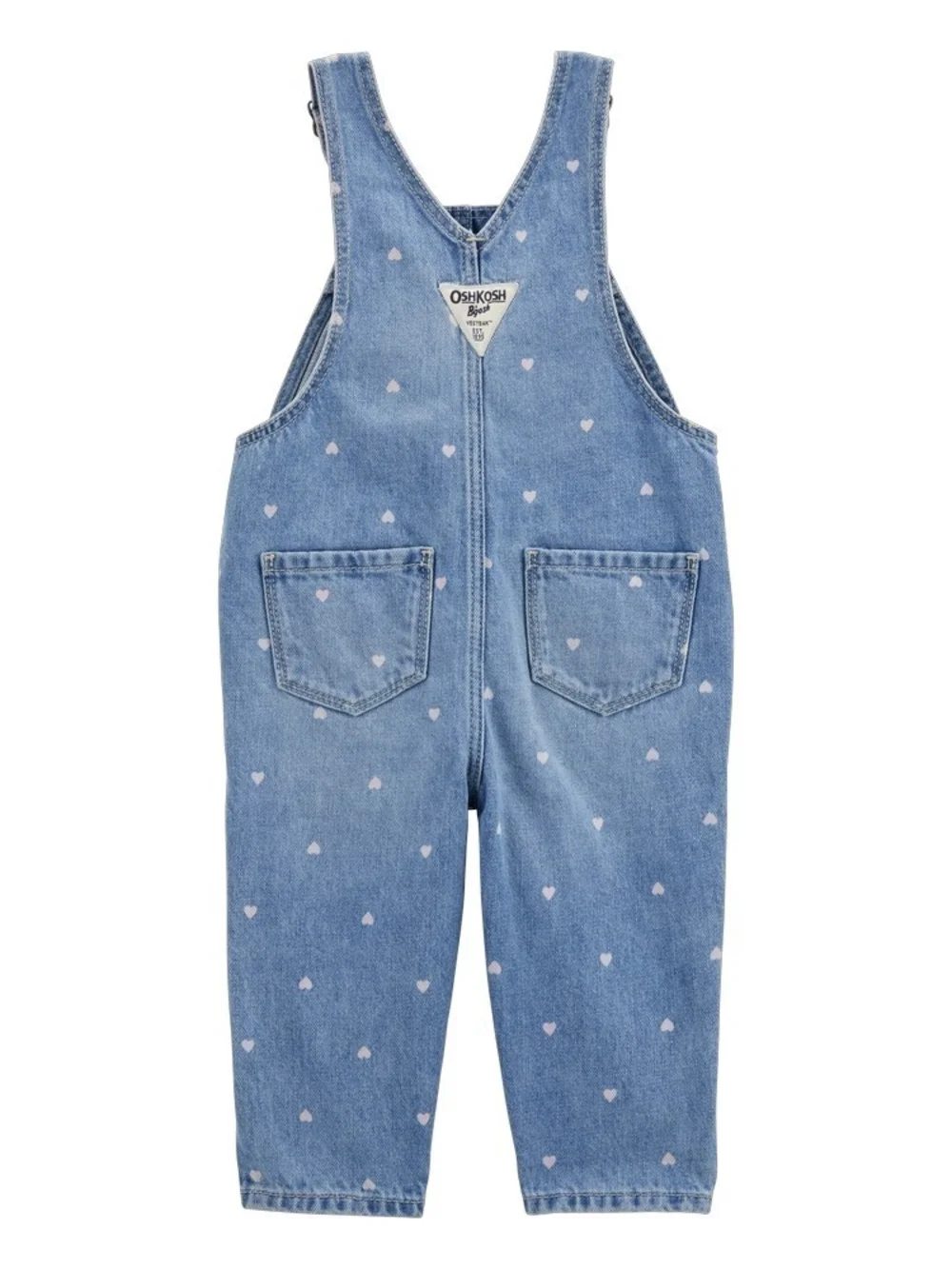 NWT OshKosh B'gosh Light Blue Denim Overalls with Pink Heart Print SIZE 9